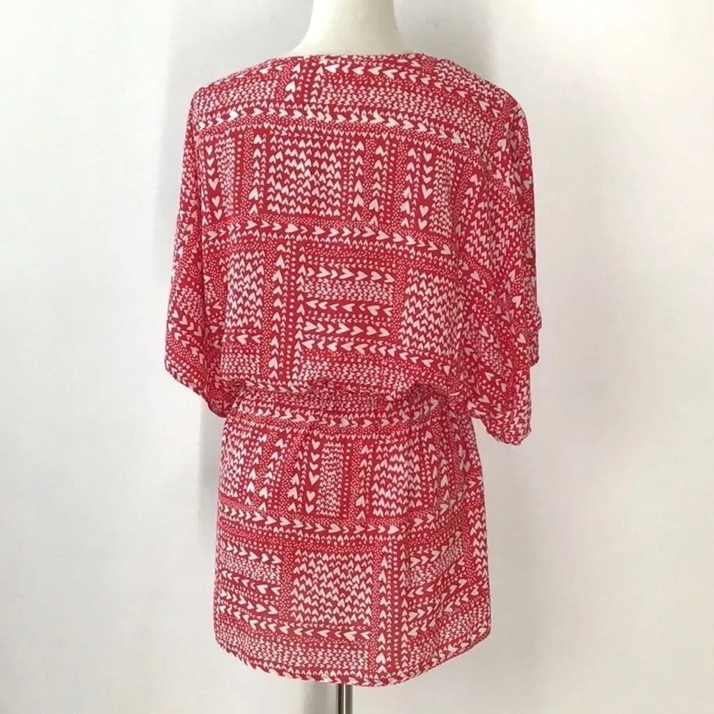 Victoria's Secret Womens Kimono One Size Red Heart Tie Front swim cover-up robe